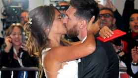 Leo Messi y Antonella Roccuzzo en el día de su boda