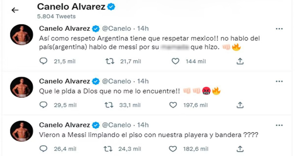 La amenaza del Canelo Álvarez a Messi en Twitter / REDES