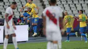 Neymar celebrando el gol de Paqueta contra Perú / EFE