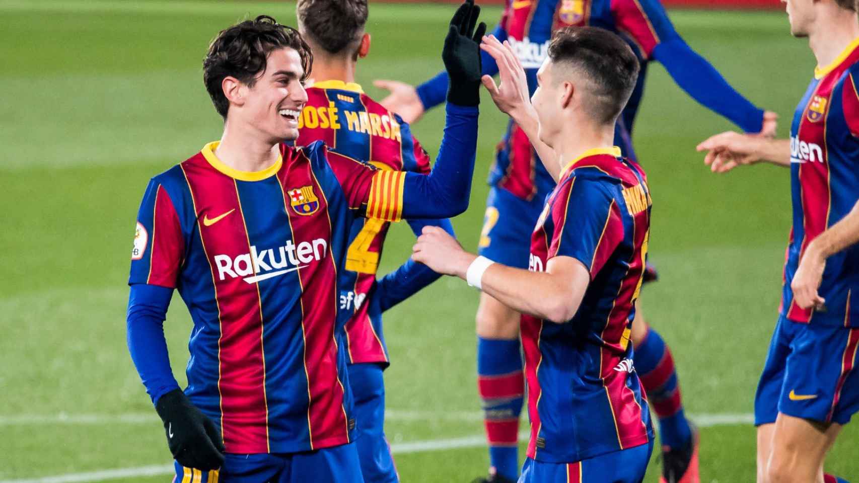 Àlex Collado celebrando uno de sus goles contra el Badalona / FC Barcelona