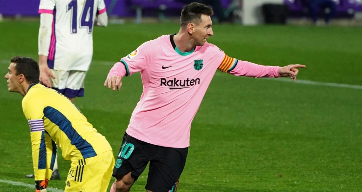 Messi en la celebración de un gol frente al Valladolid / EFE