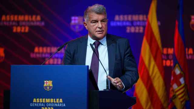 Joan Laporta, en la asamblea de socios compromisarios del Barça del ejercicio 21-22 / FCB