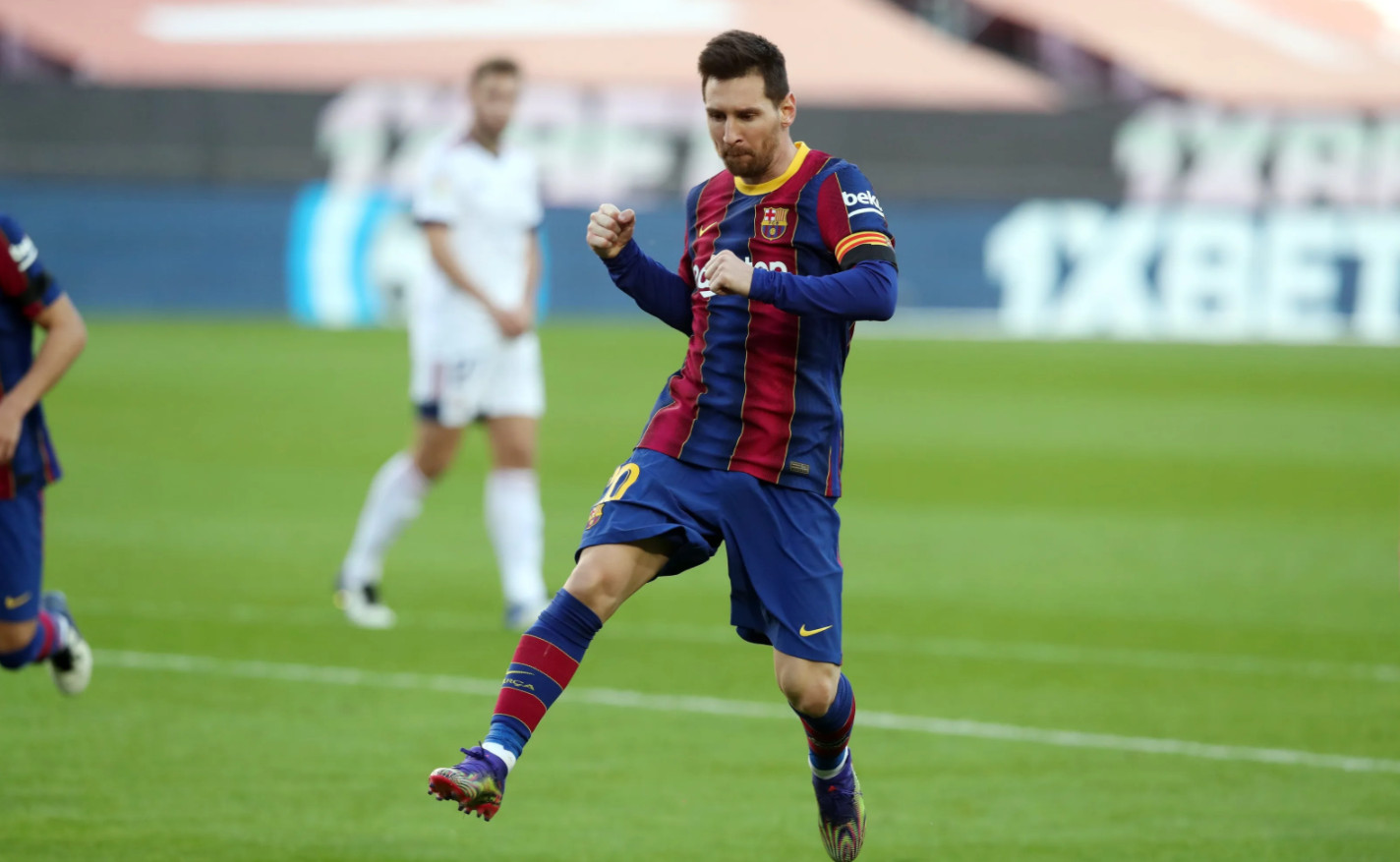 Leo Messi celebrando un gol con el Barça contra Osasuna / FC Barcelona