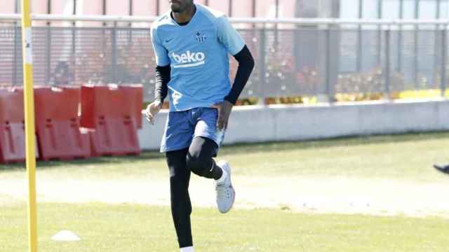 Una foto de Ousmané Dembelé durante su recuperación en un entrenamiento del Barça /FCB
