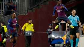 Una foto de Ousmane Dembelé celebrando su gol frente al Tottenham / EFE