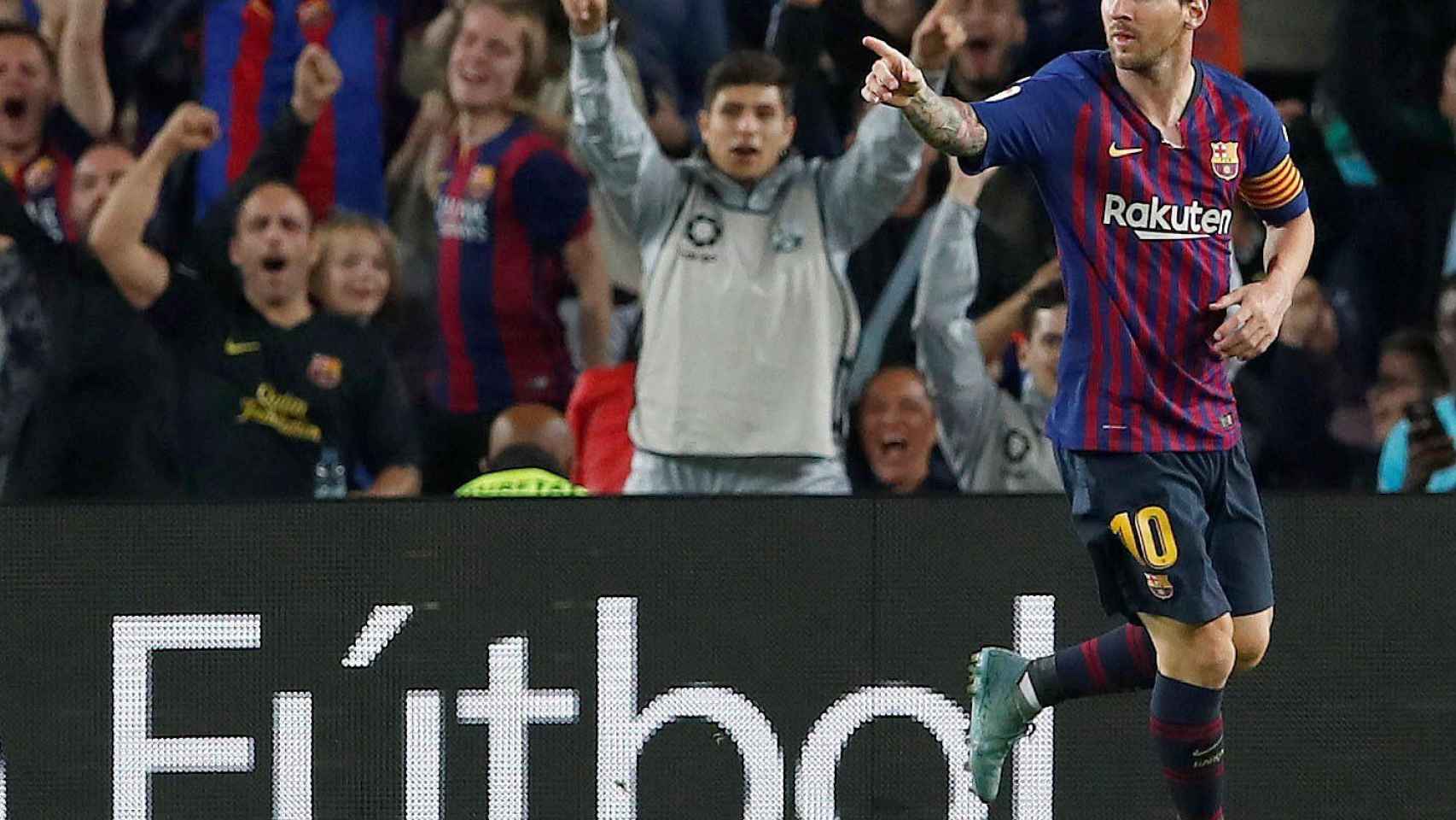 Messi celebra un gol en el Camp Nou / EFE