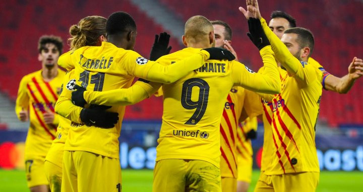 Los jugadores del Barça, celebrando un gol ante Ferencvaros | FCB