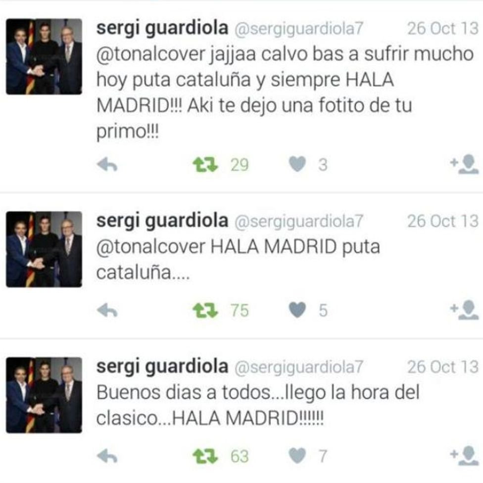 Los tweets de Sergi Guardiola / TWITTER