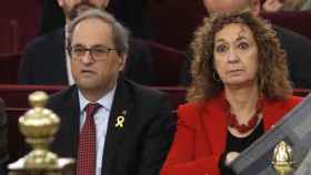El presidente de la Generalitat, Quim Torra, y la consejera de Justicia, Ester Capella, en el juicio sobre el 1-O en el Tribunal Supremo / EFE