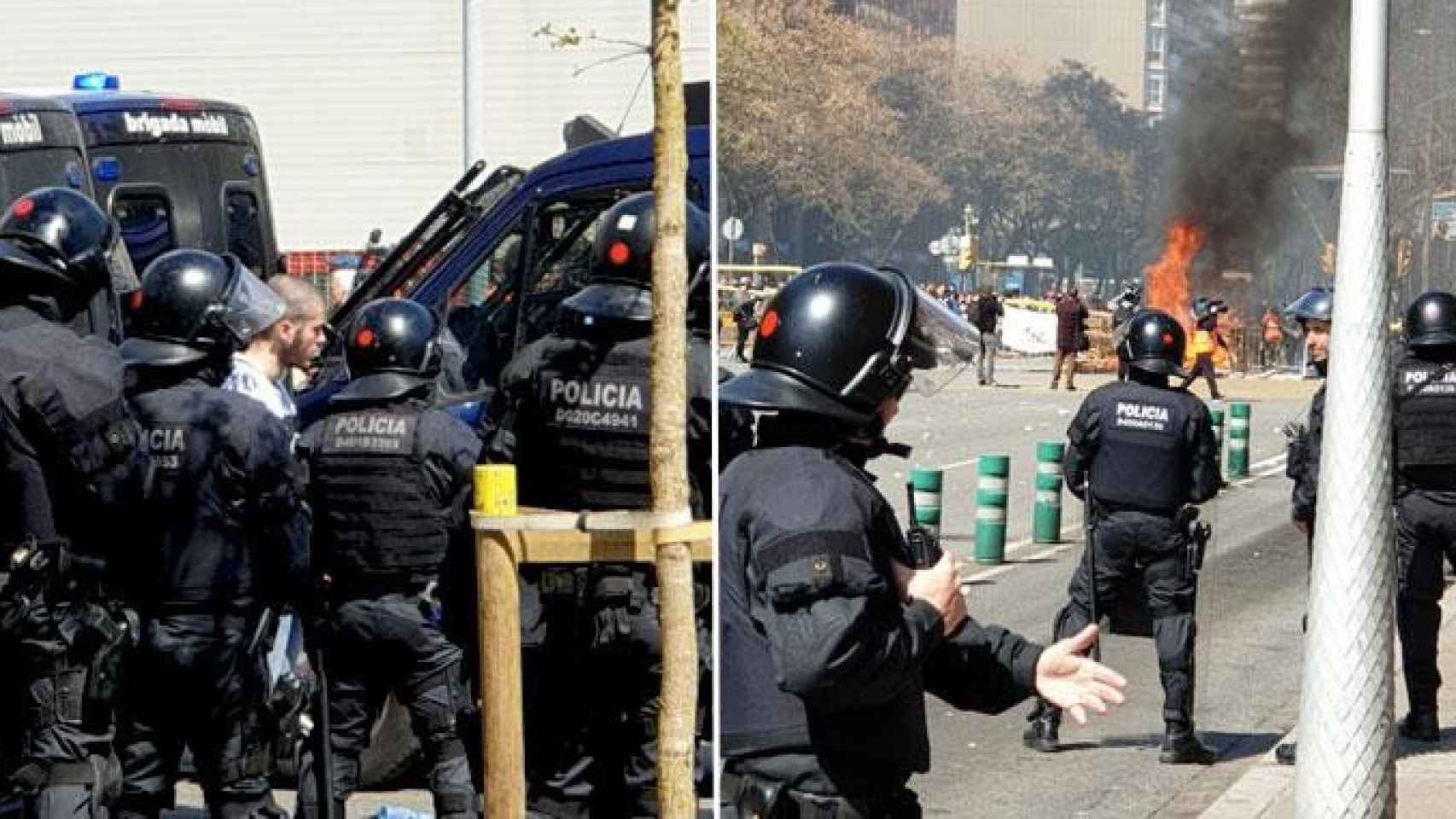 Imagenes de las cargas policiales y los detenidos en la contramanifestación que los CDR, Arran y SEPC han organizado en Barcelona contra un acto de Vox / CEL