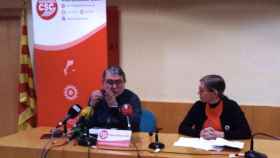 Carles Sastre (i), el antiguo líder de Terra Lliure que ahora está al frente de Intersindical-CSC anuncia la huelga del 7 de febrero en Cataluña / INTERSINDICAL