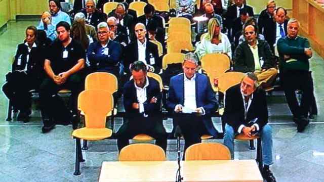 Sala de prensa de la Audiencia Nacional donde las fiscales emiten hoy su informe en el caso de corrupción política Gürtel / EFE