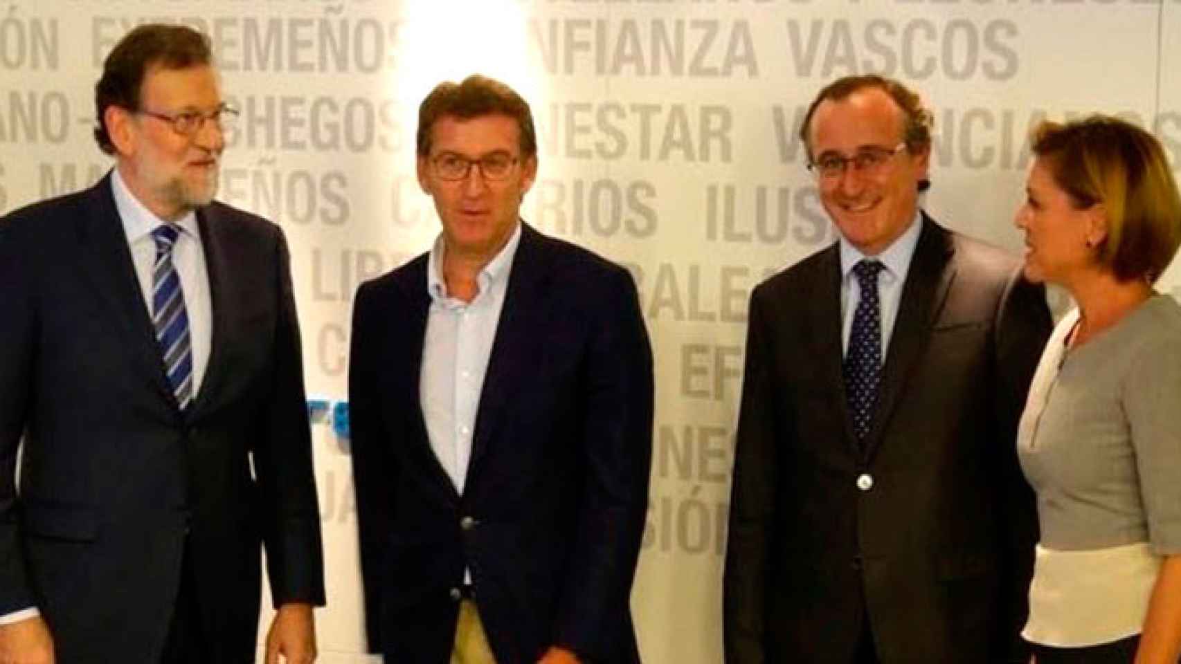 Mariano Rajoy, Núñez Feijóo, Alfonso Alonso y María Dolores de Cospedal en la ejecutiva del PP de esta tarde / EUROPA PRESS