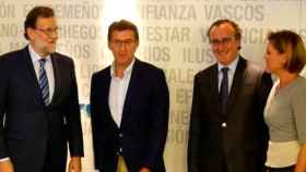 Mariano Rajoy, Núñez Feijóo, Alfonso Alonso y María Dolores de Cospedal en la ejecutiva del PP de esta tarde / EUROPA PRESS