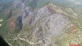 Fotografía aérea del perímetro quemado del incendio de Capellades / BOMBERS