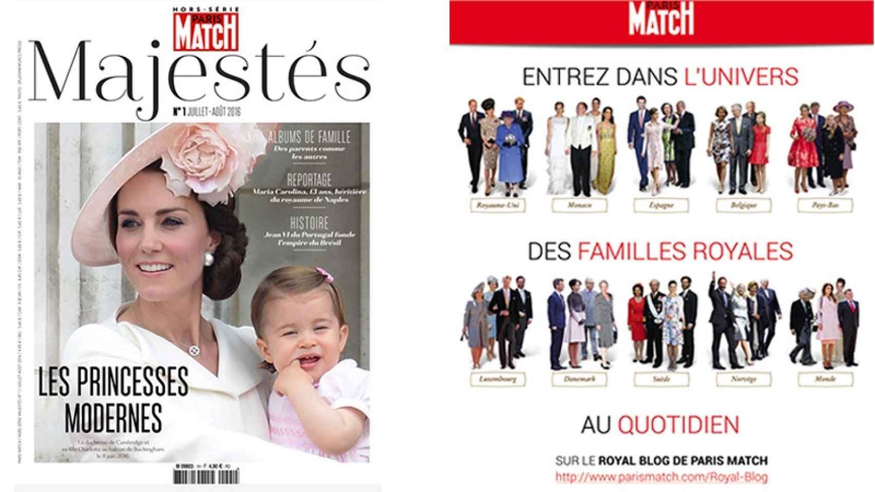 Imagen de las páginas especiales de París Match sobre las monarquías del mundo.