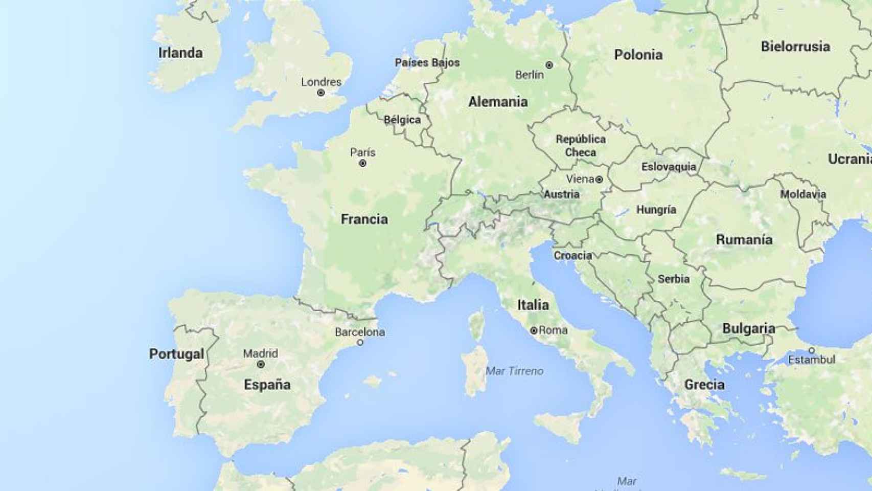 Mapa de una parte importante de Europa y norte de África.