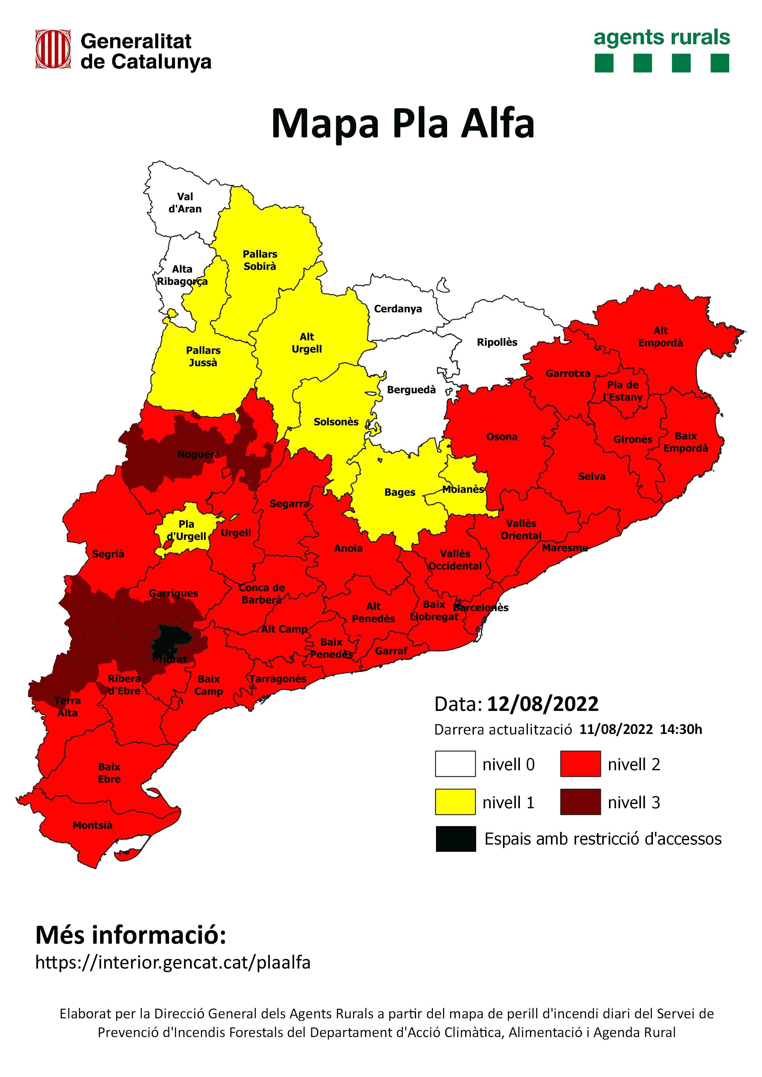 Niveles de precaución ante la activación del nivel 3 del Plan Alfa en algunas zonas de Cataluña / AGENTS RURALS