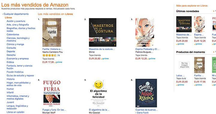 La lista de los libros más vendidos de Amazon del 21 de febrero, con 'Fariña' en el número uno / CG