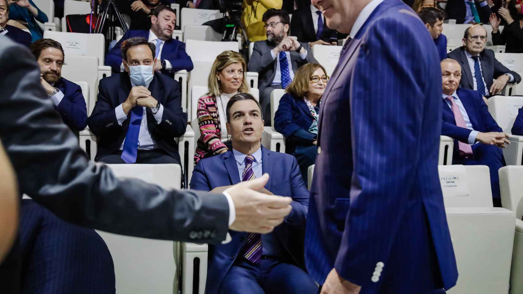 El presidente del Gobierno, Pedro Sánchez, y el presidente de la CEOE, Antonio Garamendi en un acto celebrado recientemente / EP