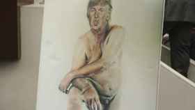 Polémica obra exhibida en Londres en la que aparece Donald Trump desnudo.