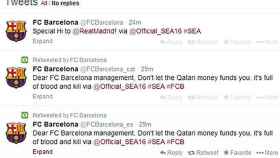 Perfil de Twitter del Barça hackeado
