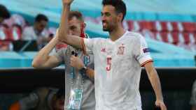 Sergio Busquets celebra la victoria de España contra Croacia / EFE