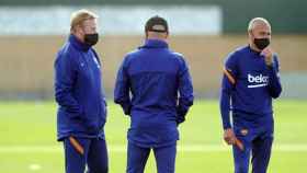 Koeman, Schreuder y Larsson en una sesión de entrenamiento / FC Barcelona