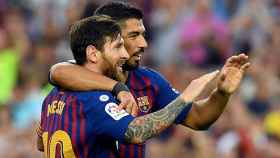 Una foto de Leo Messi y Luis Suárez celebrando un gol / EFE