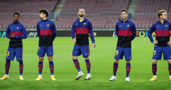Trincao, Pjanic y Sergi Roberto ante el Ferencvaros / FC Barcelona