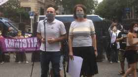 El vicepresidente de Òmnium, Marcel Mauri, y la presidenta de la ANC, Elisenda Paluzie, en el acto de protesta por los 1.000 días de cárcel de Jordi Sànchez y Jordi Cuixart / ÒMNIUM