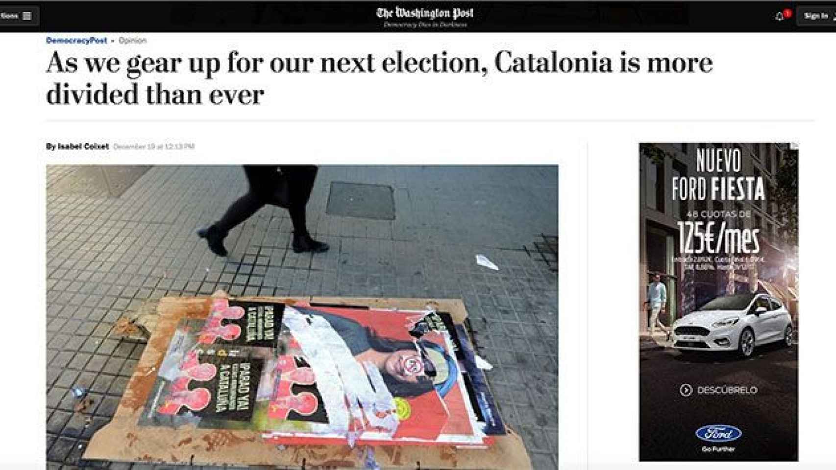 Coixet denuncia en 'The Washington Post' que Cataluña está más dividida que nunca