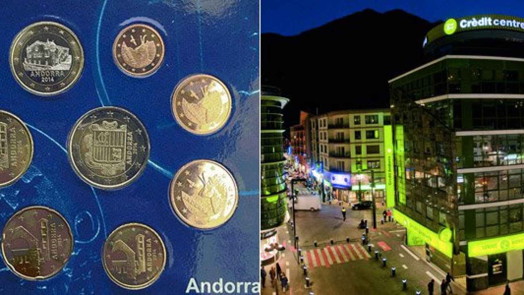 Una de las primeras partidas de euros andorranos y la Avenida Meritxell, uno de los epicentros comerciales de Andorra la Vella / CG