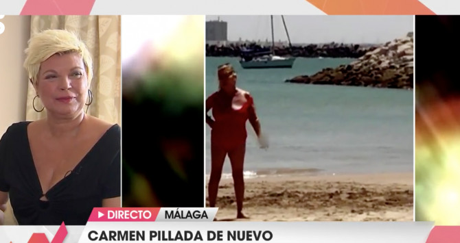 Carmen Borrego en bañador y al natural en las playas de Cádiz / MEDIASET