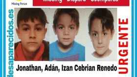 Los niños Adán, Izan y Jonathan, desaparecidos hace 10 días / TWITTER