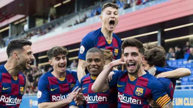 Akieme celebrando un gol con el Barça B / FC Barcelona