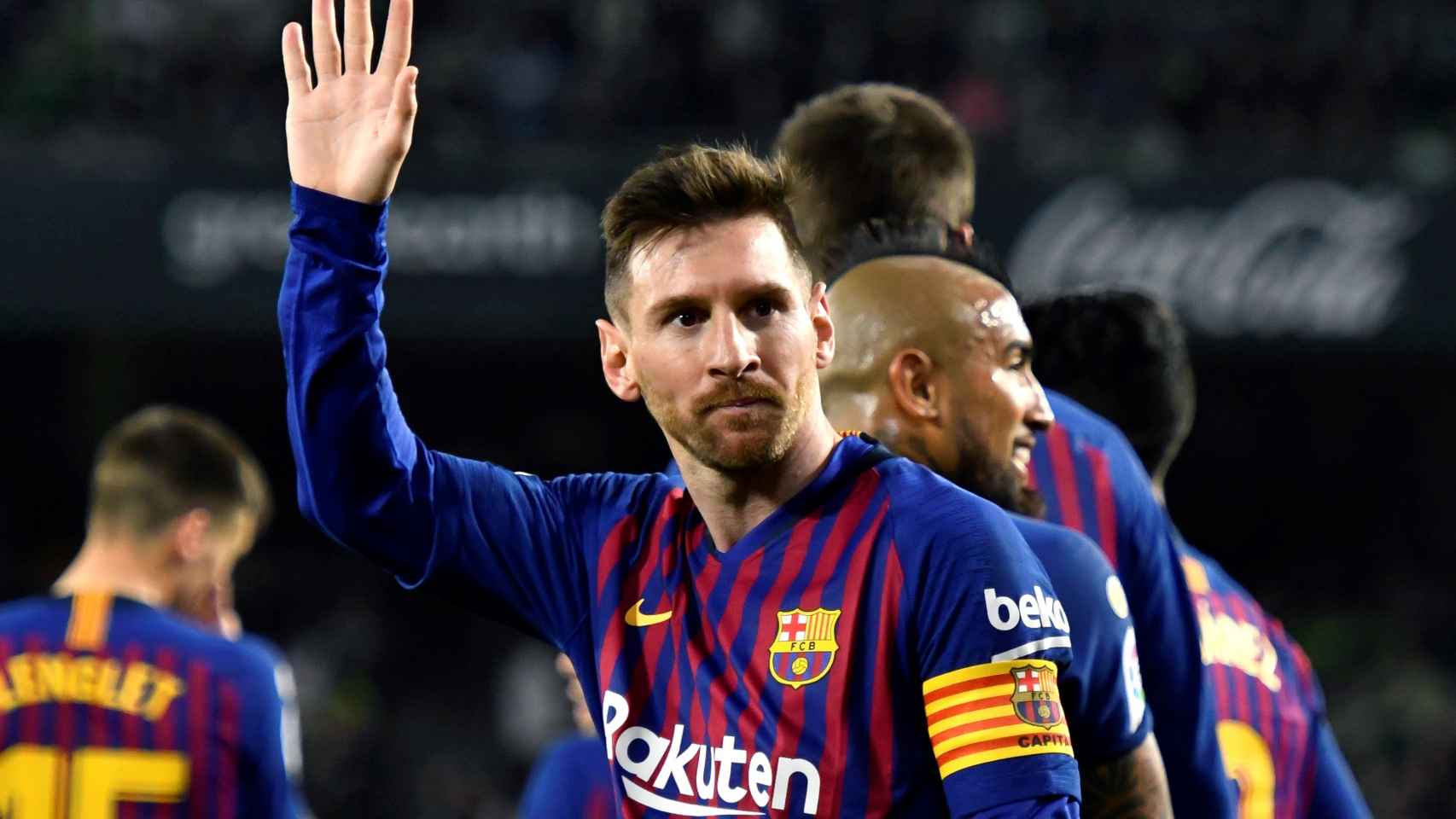 Messi celebra el cuarto gol del FC Barcelona ante el Betis EFE