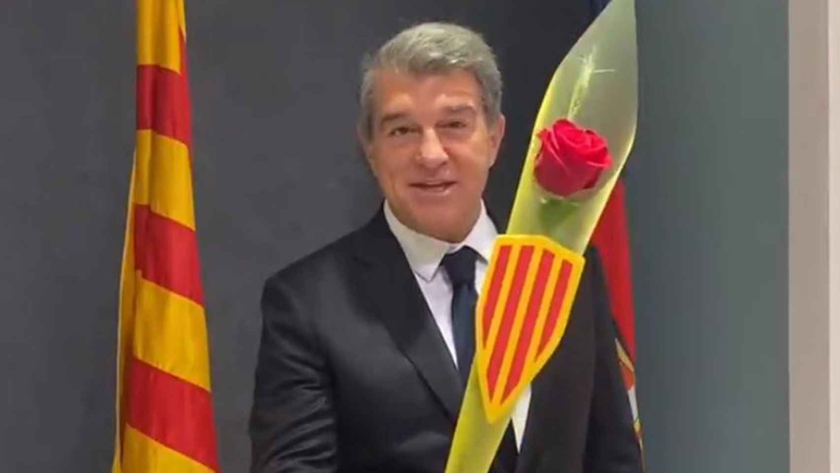 Joan Laporta en su mensaje para Sant Jordi 2021 / CULEMANÍA