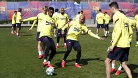 Semedo y Braithwaite en un entrenamiento del Barça / FC Barcelona