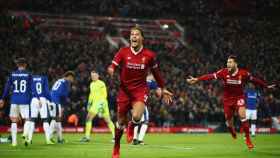 Van Dijk celebra un gol anotado con el Liverpool / EFE