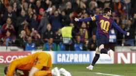 Messi celebrando un gol contra el Manchester United / EFE