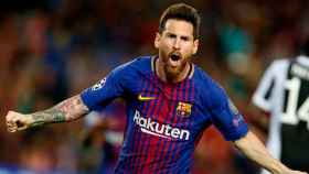 Leo Messi celebrando un gol en un partido de Champions / EFE