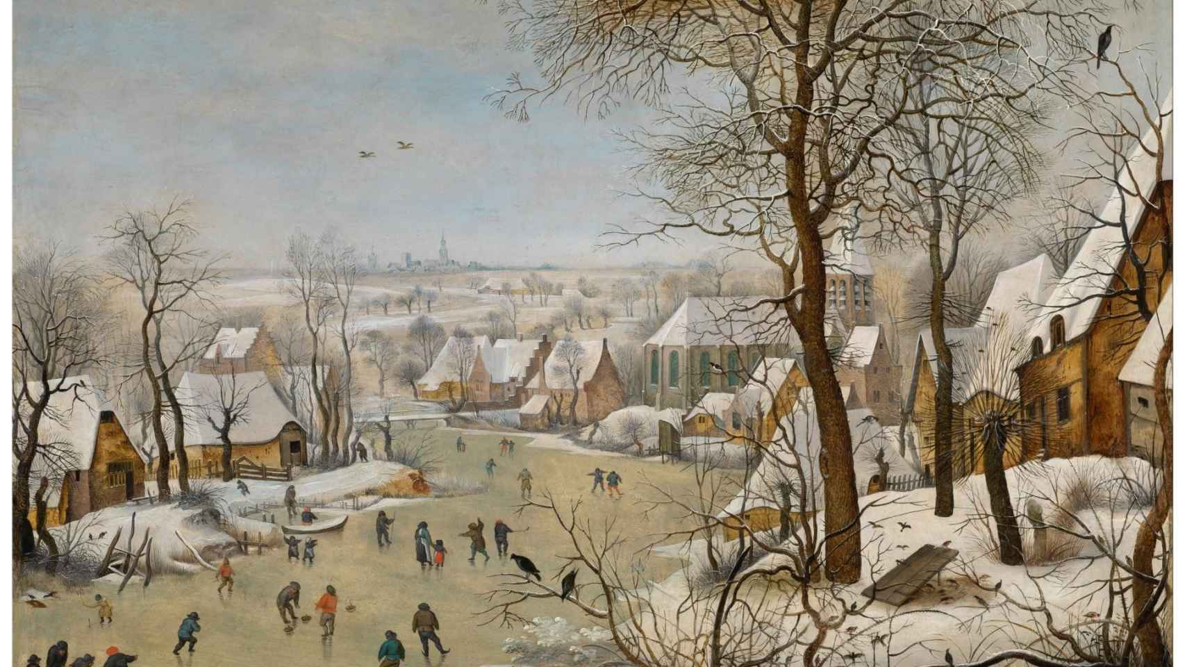Paisaje nevado con patinadores y trampa para pájaros (16901) / BRUEGHEL