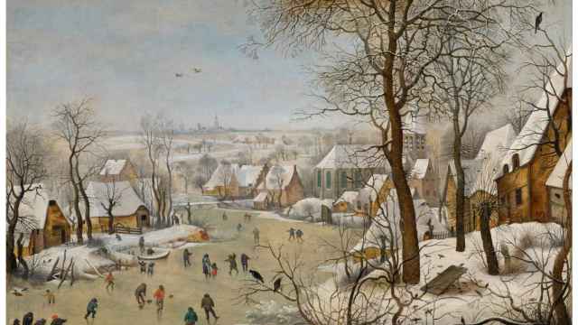 Paisaje nevado con patinadores y trampa para pájaros (16901) / BRUEGHEL