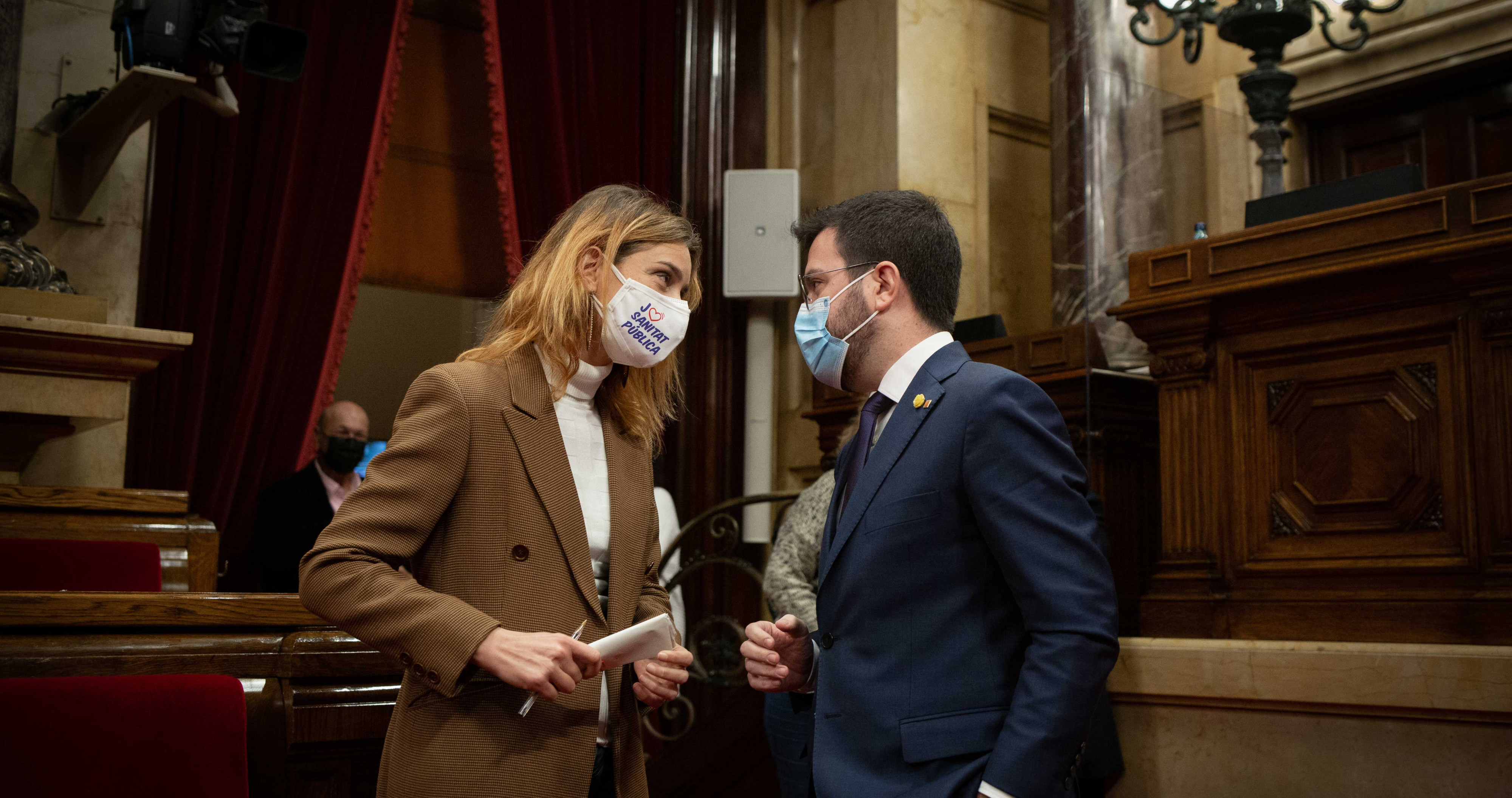 La líder de los comuns en el Parlament, Jéssica Albiach y el presidente de la Generalitat, Pere Aragonés / EUROPA PRESS