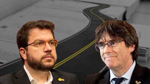 Fotomontaje con Pere Aragonès (ERC) y Puigdemont (JxCat) en la carrera para las elecciones / CG
