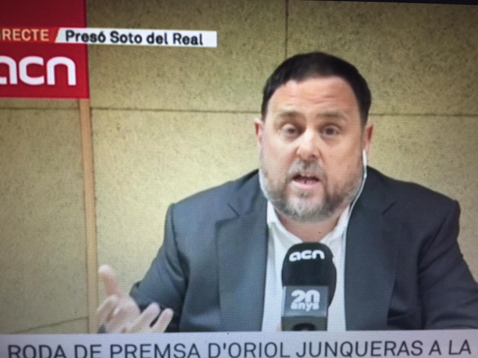 Oriol Junqueras, en su conferencia de prensa, desde la prisión