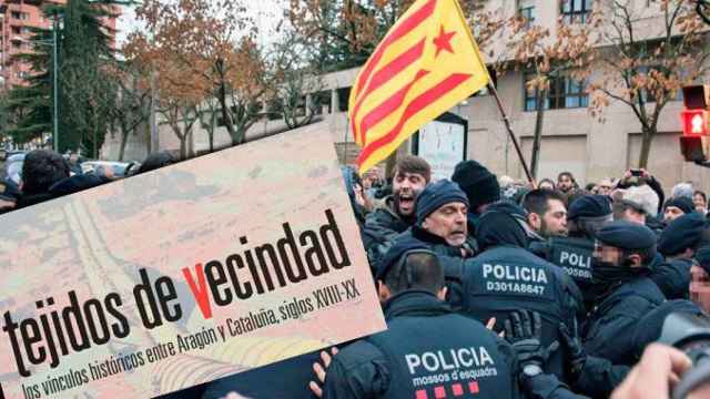 Enfrentamiento en Lleida durante la devolución de las obras de Sijena y el volumen 'Tejidos de Vecindad' / FOTOMONTAJE CG