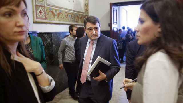 Aitor Esteban, portavoz del PNV en el Congreso, a su llegada a la reunión de la Junta de Portavoces del Congreso, que se ha celebrado esta mañana | EFE