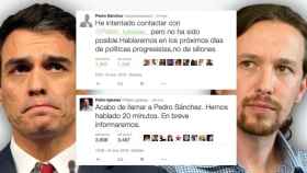 Pedro Sánchez (PSOE) y Pablo Iglesias (Podemos) intercambian tuits.